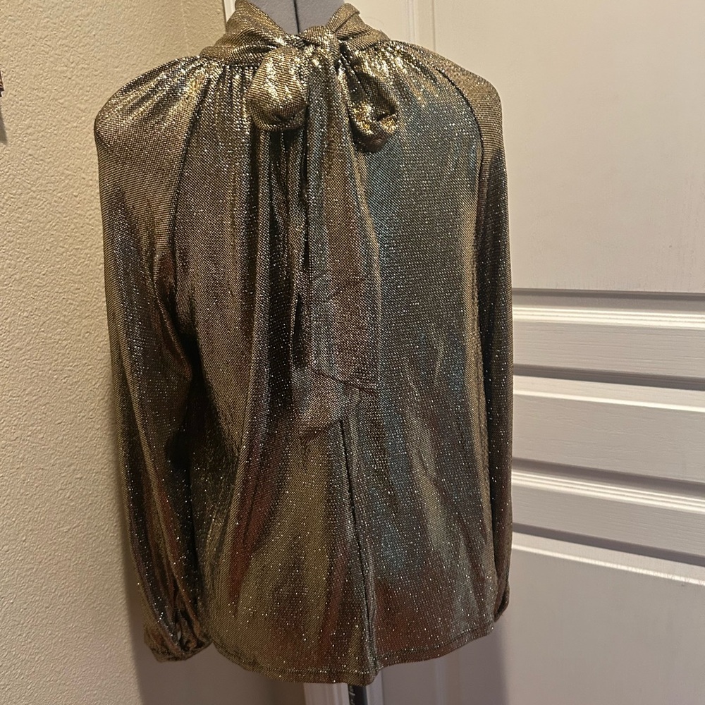 Current Air Gold and Black Metallic Top from Anthropology
